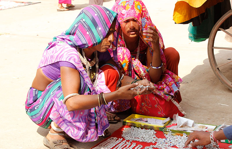 two women check ornamnets