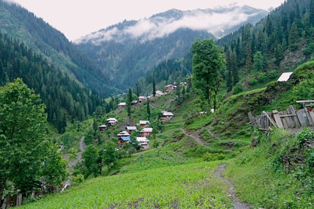 Beautiful landscape of Kashmir valley with mountains