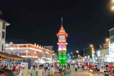 Historic Lal Chowk clock tower in Srinagar Kashmir